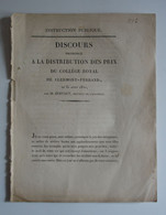 AUVERGNE Clermont-Ferrand - Distribution Des Prix - Discours MM. BERTAUT GONOD 1820 - 1828 - Auvergne