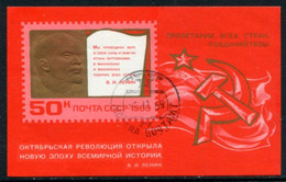 SOVIET UNION 1969 October Revolution Block Used.  Michel Block 58 - Gebraucht