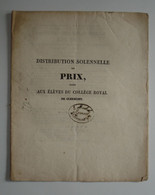 AUVERGNE Clermont-Ferrand - Collège - Distribution Des Prix 1832 - Auvergne