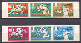 Qatar, 1966, Olympic Summer Games Mexico, Sports, Imperforated Strips, MNH, Michel 135-140B - Qatar