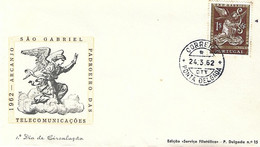 PORTUGAL - Archangel "São Gabriel" - Postmark Of Ponta Delgada (Azores) Of First Day Of Issue (24-03-1962) - Flammes & Oblitérations