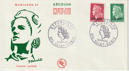 Réunion CFA 1969 FDC Marianne De Cheffer 384-385 - Covers & Documents