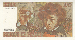 Billet 10 F Berlioz Du 3-10-1974 FAY 63.07a Alph. Q.105 - SPL 1 épinglage - 10 F 1972-1978 ''Berlioz''