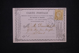 FRANCE - Cérès 15ct ( GC 2486)  Sur Carte Précurseur De Montmarault Pour Paris En 1873  - L 130361 - Cartes Précurseurs