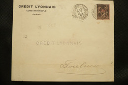 Perfin France Turquie Levant Lochung Sage Perforé CL3 Sur Devant Lettre Credit Lyonnais Constantinople 1894 - Storia Postale
