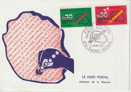 Réunion CFA 1972 Carte Maximum Code Postal 410-411 - Storia Postale