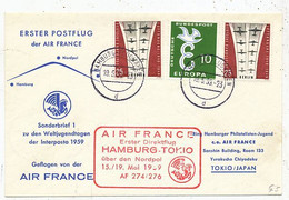 AVION AVIATION AIRLINE AIR FRANCE ERSTER POSTFLUG HAMBURG-TOKYO 1959 - Vliegvergunningen