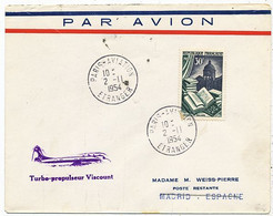 AVION AVIATION AIRLINE FRANCE PARIS AVIATION PREMIER VOL PARIS-MADRID EN TURBO-PROPULSEUR VISCOUNT 1954 - Certificados De Vuelo