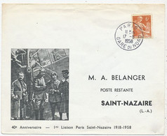 AVION AVIATION AIRLINE FRANCE  40e ANNIVERSAIRE DE LA 1ere LIAISON PARIS-SAINT-NAZAIRE 1918-1958 - Flight Certificates