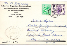 61028 - Belgien - 1974 - 5F Baudouin MiF A Kte LEUVEN -> Fresno, CA (USA) - Covers & Documents