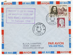 AVION AVIATION AIRLINE AIR FRANCE PREMIERE LIAISON EN QUADRIREACTEUR BOEING 707 PARIS-DOUALA-BRAZZAVILLE 1960 - Certificados De Vuelo