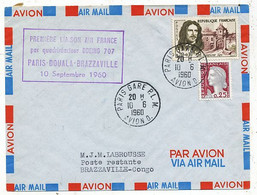 AVION AVIATION AIRLINE AIR FRANCE PREMIERE LIAISON EN QUADRIREACTEUR BOEING 707 PARIS-DOUALA-BRAZZAVILLE 1960 - Flight Certificates