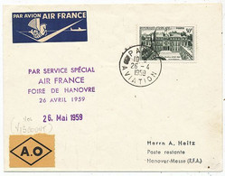 AVION AVIATION AIRLINE AIR FRANCE SERVICE SPECIAL FOIRE DE HANOVRE DE ORLY EN VISCOUNT F-BGNO 1959 - Certificats De Vol