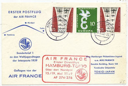 AVION AVIATION AIRLINE AIR FRANCE PREMIERE LIAISON HAMBURG-TOKYO 1959 - Flight Certificates