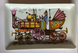 Vide Poche Ou Cendrier Original Locomotive Train Imaginaire Carosse Porcelaine De Limoges CD - Zonder Classificatie