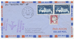 AVION AVIATION AIRLINE AIR FRANCE 1ere LIAISON PAR QUADRIREACTEUR BOEING 707 PARIS-HOUSTON 1962 - Certificats De Vol
