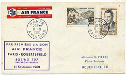 AVION AVIATION AIRLINE AIR FRANCE 1ere LIAISON BOEING 707 PARIS-ROBERTSFIELD 1960 - Flight Certificates