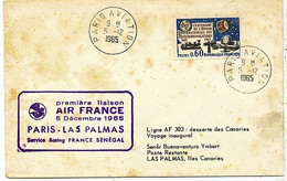 AVION AVIATION AIRLINE AIR FRANCE  PREMIEZRE LIAISON EN BOEING PARIS-LAS PALMAS 1965 - Brevetti Di Volo