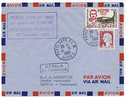 AVION AVIATION AIRLINE AIR FRANCE PREMIERE LIAISON EN QUADRIREACTEUR BOEING 707 PARIS-DOUALA-BRAZZAVILLE 1960 - Flight Certificates