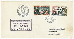 AVION AVIATION AIRLINE AIR FRANCE PREMIERE LIAISON PAR JET AIR FRANCE NICE-NEW-YORK 19630 - Certificados De Vuelo