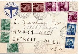 61042 - Italien - 1945 - 3@20L Fackel MiF A LpBf ... -> Detroit, MI (USA) - 1946-60: Marcophilie