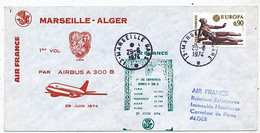 AVION AVIATION AIRLINE AIR FRANCE PREMIER VOL AIRBUS A-300 B  MARSEILLE-ALGER 1974 - Zertifikate