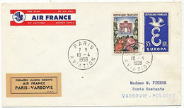 AVION AVIATION AIRLINE AIR FRANCE PREMIERE VOL DIRECT PARIS-VARSOVIE 1959 - Certificados De Vuelo
