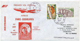 AVION AVIATION AIRLINE AIR FRANCE PREMIERE VOL PARIS-CASABLANCA EN AIRBUS  1977 - Zertifikate