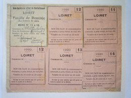 2022 - 3690  CARTE De RATIONNEMENT  1920  (LOIRET)  :  BONS De PAIN  à Prix Réduit   XXX - Non Classés