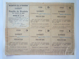 2022 - 3691  CARTE De RATIONNEMENT  1920  (LOIRET)  :  BONS De PAIN  à Prix Réduit   XXX - Non Classés