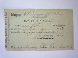 2022 - 3692  BON De PAIN  N°45  Chantier De La Gare De ROCHEFORT  1891   XXX - Non Classés