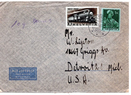 61050 - Schweiz - 1947 - 1Fr MiF A LpBf MAENNEDORF -> Detroit, MI (USA) - Cartas & Documentos