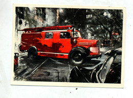 Carte Camion Pompier Mercedes-benz Flamme Dresden - Firemen