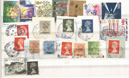 UK Britain Lot Of P.Dues Labels Field Post Offices Pcs Universal Mail Square Cuts Service Abroad PMKs Etc - Dienstzegels