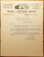 ● Ets Orange Goya - Barcelona - Limonada - à M. Roger Lacipière à Pauillac - Barcelone - Lettre - Lesparre Castelnau - Espagne