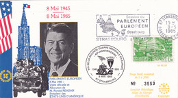 PARLEMENT EUROPÉEN 1985 - FDC - Visite De Ronald Reagan - Europäischer Gedanke