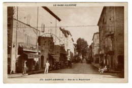 30-Gard  * St AMBROIX - Rue De La République - Trés Animée - En Sépia * - Saint-Ambroix