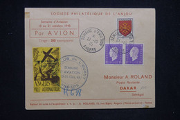 FRANCE - Vignette D'Aviation D'Angers Et Oblitération Sur Enveloppe En 1945 - L 130390 - Covers & Documents