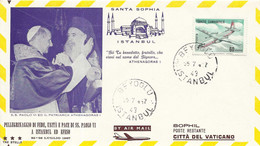 Turkije Luchtpostbrief Tgv. Pelgrimstocht Naar Istanbul Van Paus Paulus VI 26-7-67 (8214) - Storia Postale
