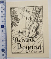 Ex-libris Exlibris E. Gibert, 1984. Cello Music Spider Goat Violoncelle Musique Araignée Chèvre - Ex Libris