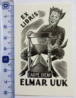 Ex-libris Exlibris Pour Elmar Uuk. Satyre Sablier Hourglass Satyr - Ex Libris