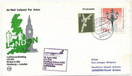 AVION AVIATION AIRLINE LUFTHANSA VOL HAMBURG-LONDON EN AIRBUS A-300 1980 - Flight Certificates