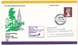 AVION AVIATION AIRLINE LUFTHANSA VOL LONDON-MUNCHEN EN AIRBUS A-300 1980 - Certificats De Vol