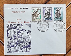 NIGER Mouflons, Girafes, Mammiferes, Yvert N° 101/02  FDC,  1 Er Jour Protection De La Faune - Otros & Sin Clasificación