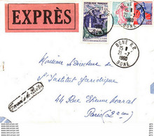 Algérie - Lettre Exprès - Obl Bone R.P. 1960 + Cachet Trouvé à La Boites Pour Paris R.P. Timbres Y&TN°1234,1233,1241 - Covers & Documents