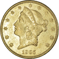 Monnaie, États-Unis, Liberty Head, $20, Double Eagle, 1905, U.S. Mint, San - 20$ - Double Eagles - 1877-1901: Coronet Head (Tête Couronnée)