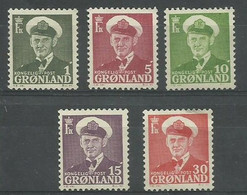GROENLANDIA 1950-1959 - SERIE CORRIENTE - FEDERICK IX - YVERT 19-20-21-22-23B** - Nuovi