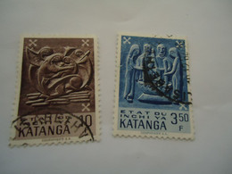 KATANGA  USED 2 STAMPS MONUMENTS - Katanga