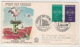 France // FDC // 1950-1959 // Europa 1959, Conseil De L'Europe Strasbourg - 1950-1959