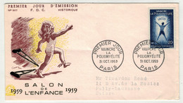 France // FDC // 1950-1959 // Lettre 1er Jour, Salon De L'enfance, Vaincre La Poliomyélite 31.10.1959 - 1950-1959